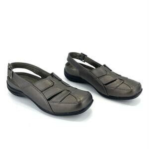 Easy Street Comfort Wave Fisherman Sandal Size 8WW Gray Faux Leather Adjustable